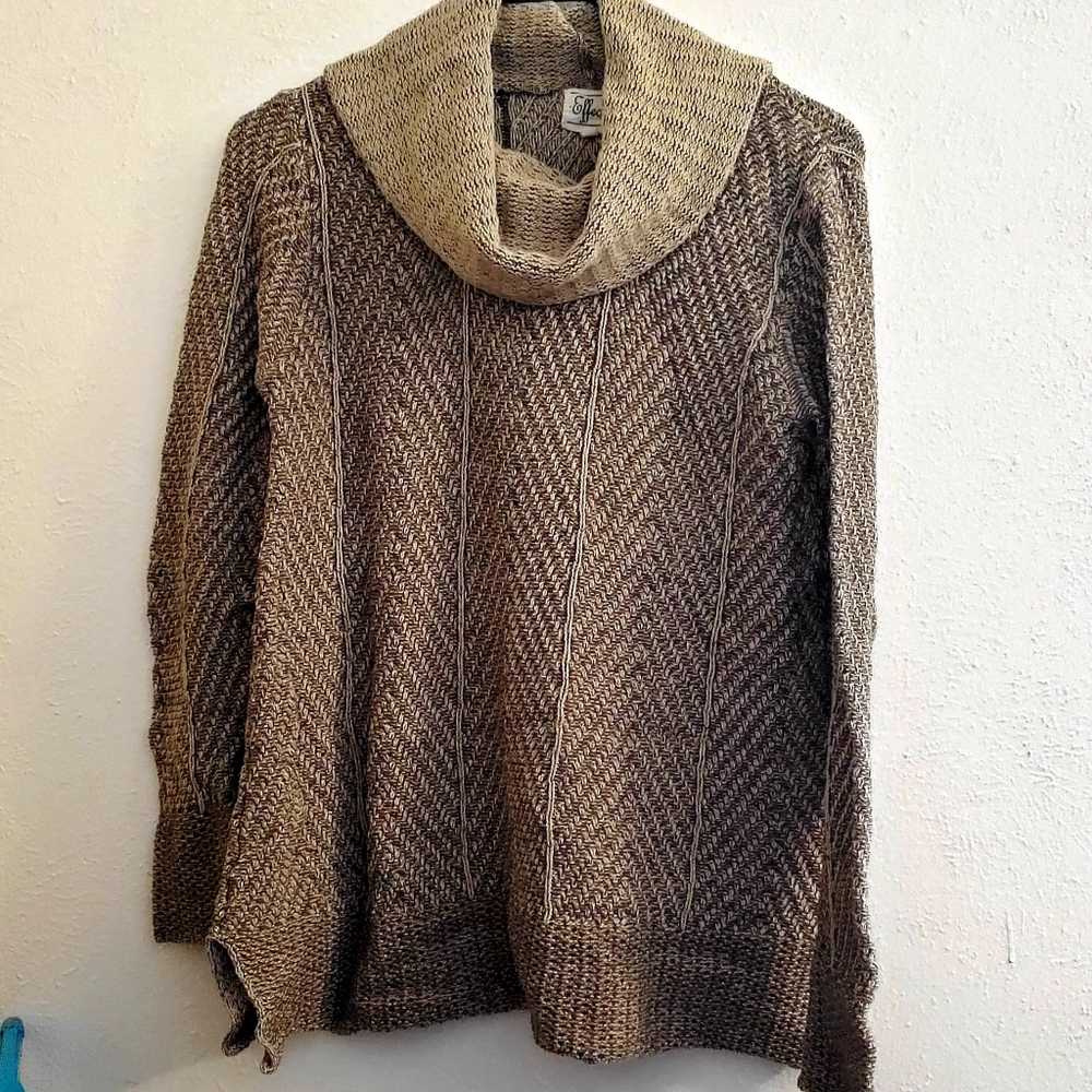 Effeci Tan Sweater w/Cowl Size XL